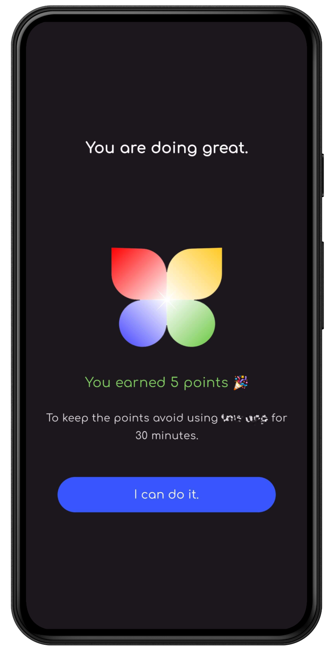 Wellbeing app — You earned 5 points